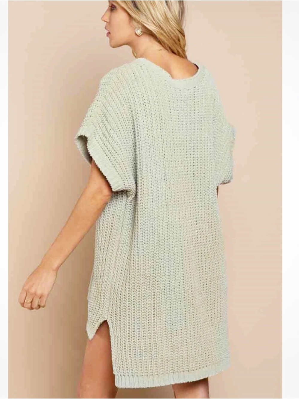 POL Clothing Womens Short Sleeve V-Neckline Knit Sweater Size Small Sage - Picture 2 of 12